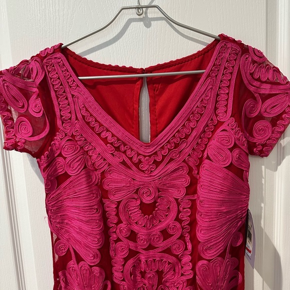 JS Collections Soutache Pink Tea-Length Midi Dress - Picture 6 of 11
